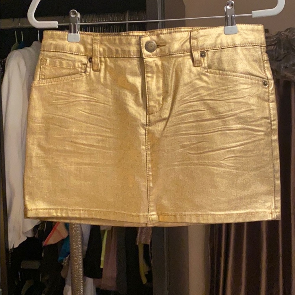 Gold mini skirt